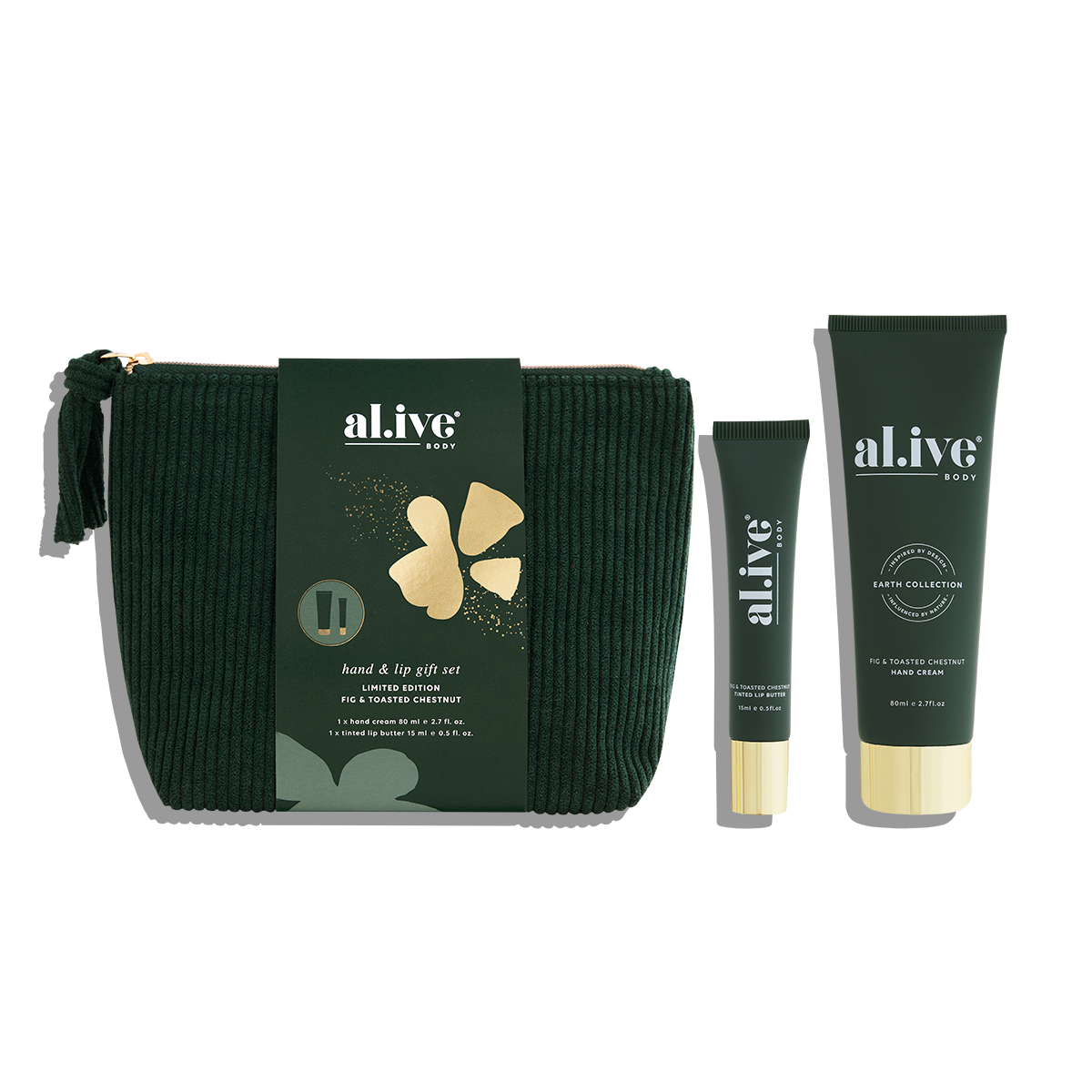 Alive Body hand & lip gift set - fig & toasted chestnut