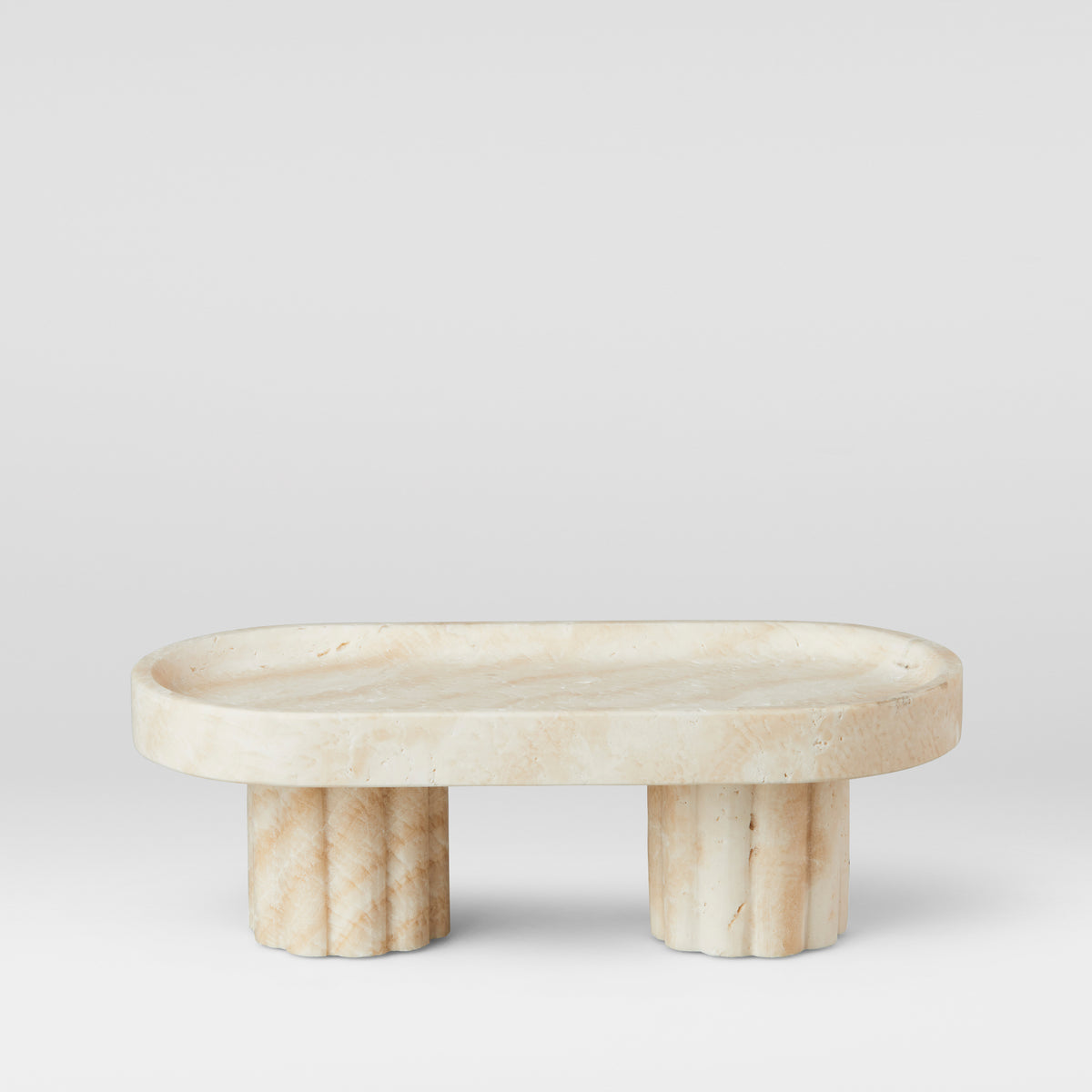 Black Blaze COLUMN TRAY - OVAL / TRAVERTINE