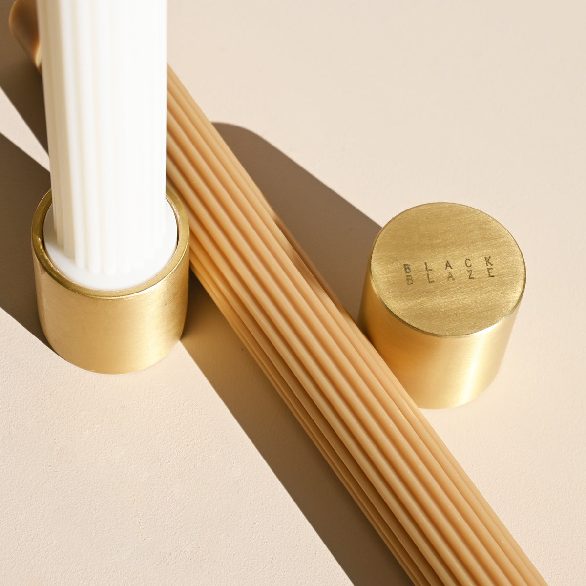Black Blaze Column Brass Candle Holder