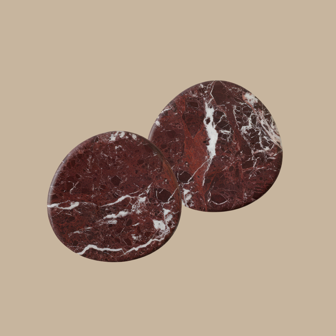 Black Blaze Marble Coaster Set - Rosso Levanto