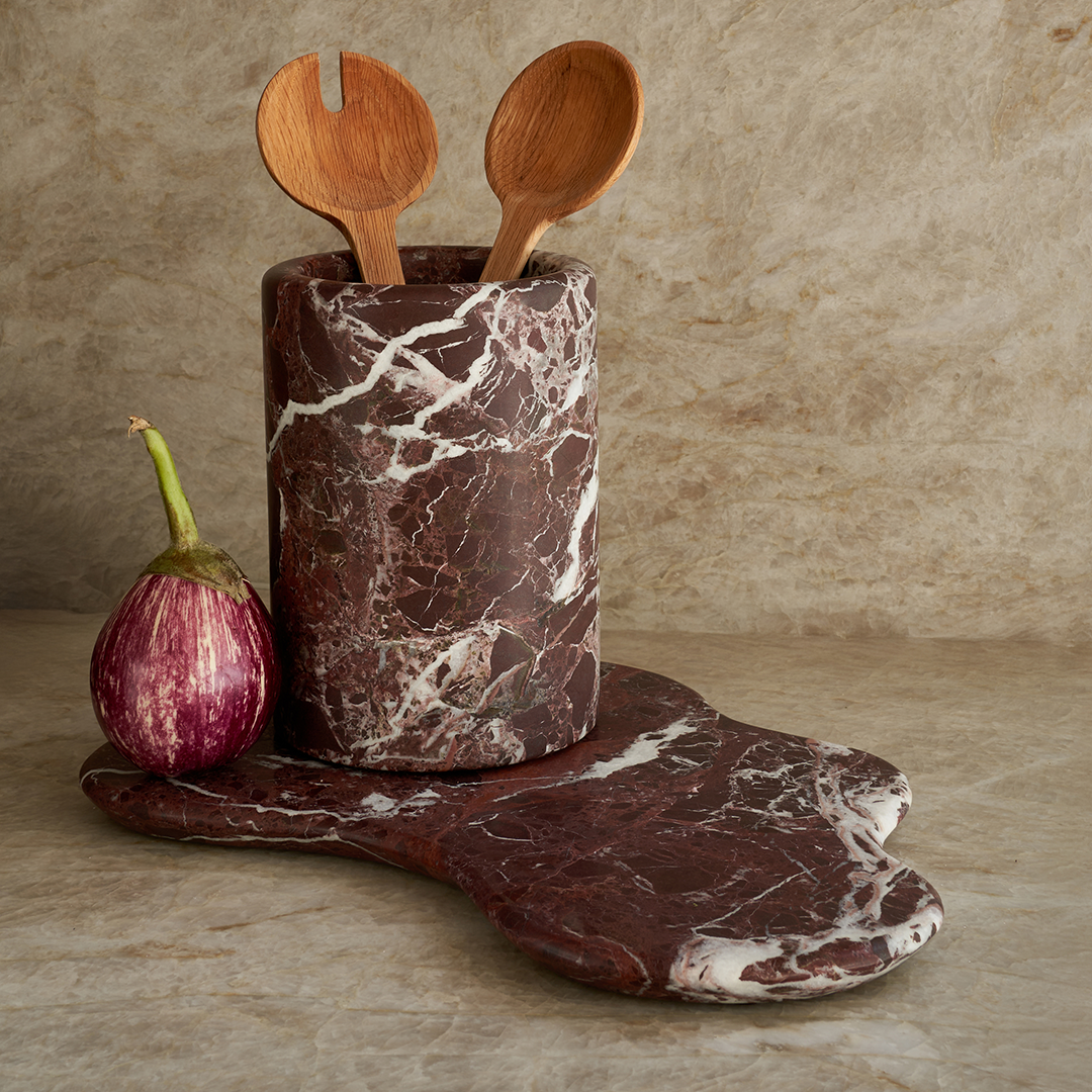 Black Blaze Oasis Marble Serving Platter - Rosso Levanto