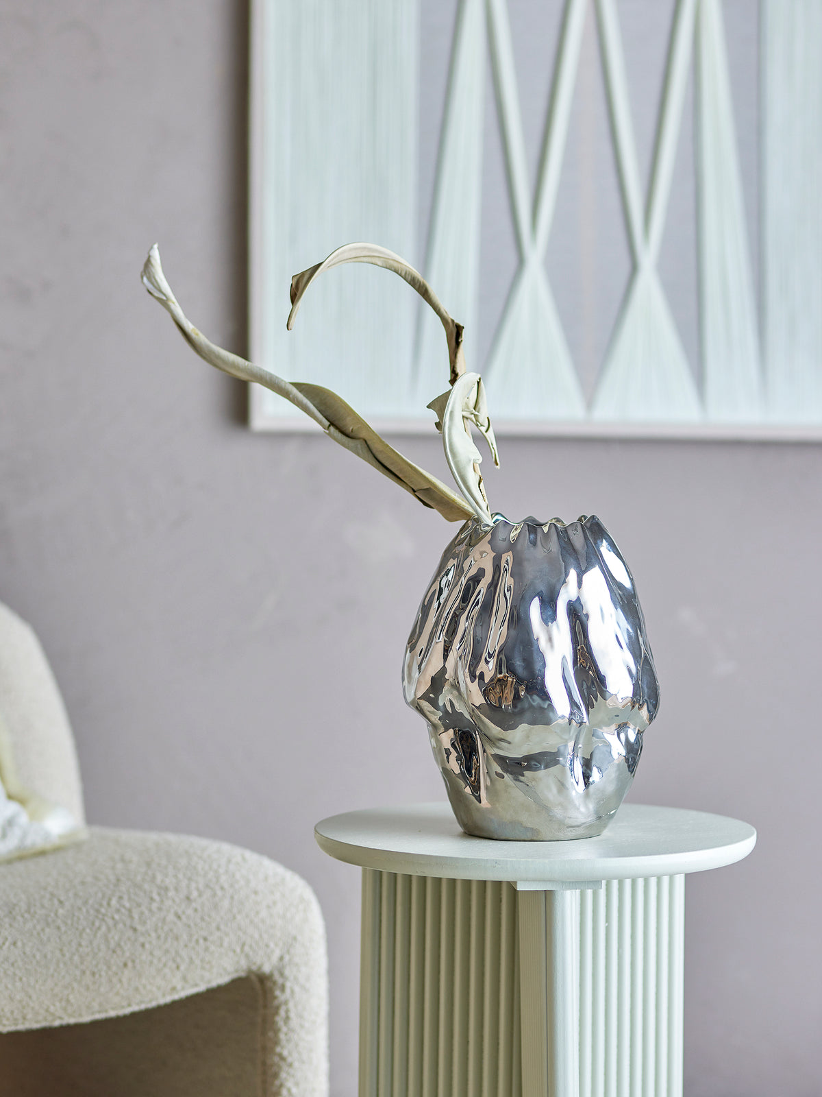 Bloomingville Bobby Silver Stoneware Vase
