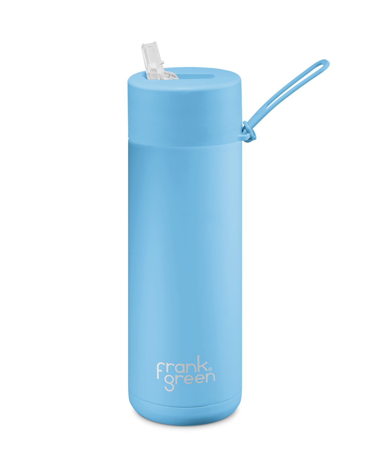 FRANK GREEN CERAMIC REUSABLE DRINK BOTTLE 20oz WITH STRAW LID - SKY BLUE