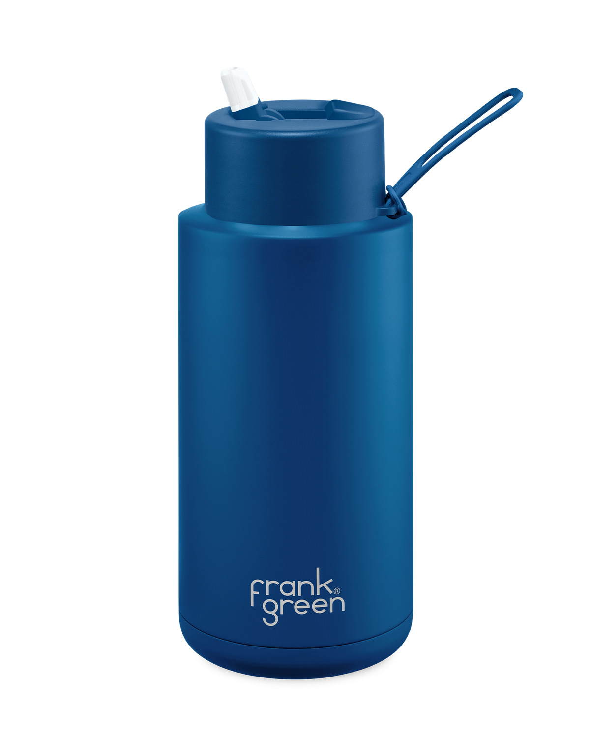 Frank Green Ceramic Reusable Bottle 34oz/1 Litre With Straw Lid- Deep Ocean