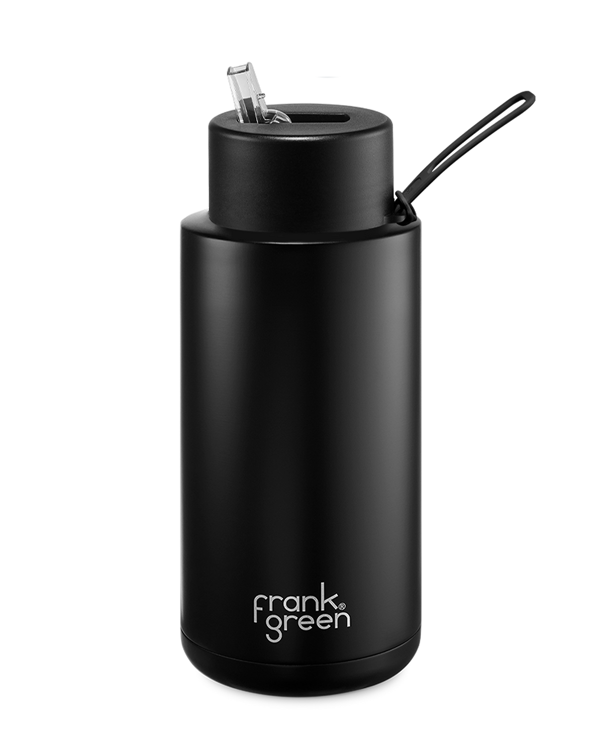 FRANK GREEN CERAMIC REUSABLE BOTTLE 34oz/1 LITRE WITH STRAW LID - Midnight