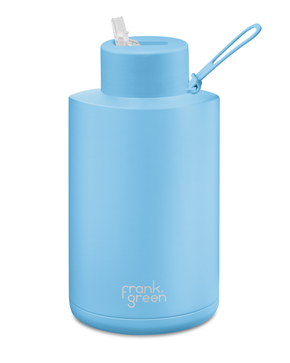 FRANK GREEN CERAMIC REUSABLE BOTTLE 68oz/2 Litre WITH STRAW LID - Sky Blue