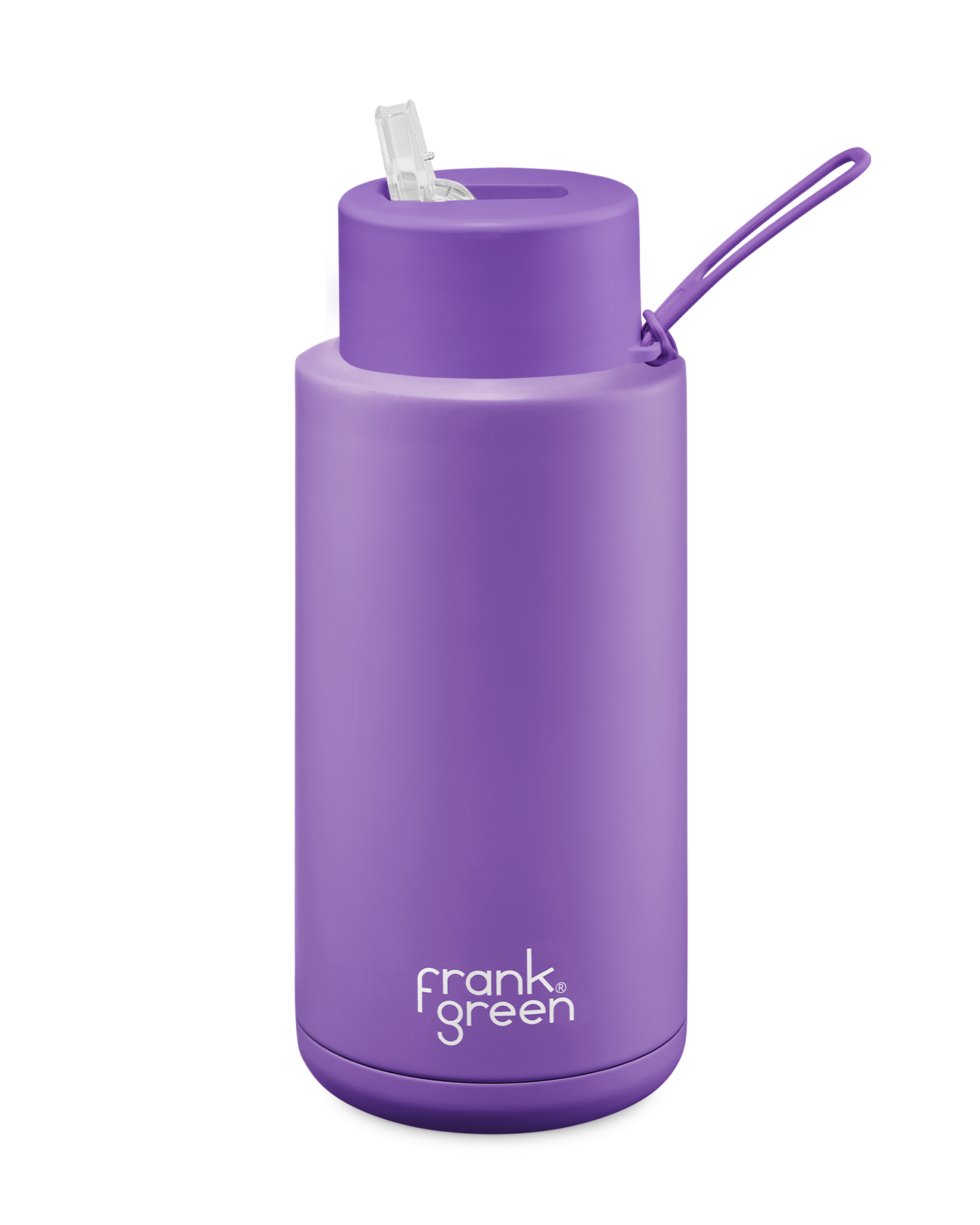 FRANK GREEN CERAMIC REUSABLE BOTTLE 34oz/1 LITRE WITH STRAW LID - COSMIC PURPLE