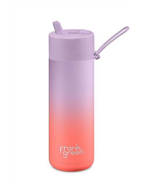 Frank Green Gradient Ceramic Reusable Bottle 20oz WITH STRAW LID - Lilac Haze/Living Coral
