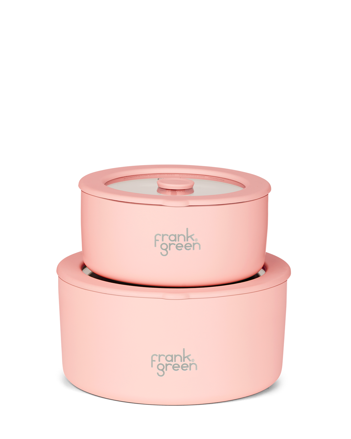 Frank Green Stainless Steel Bowls with Glass Lids (2 Pack) - 700ml & 1500ml - Blushed