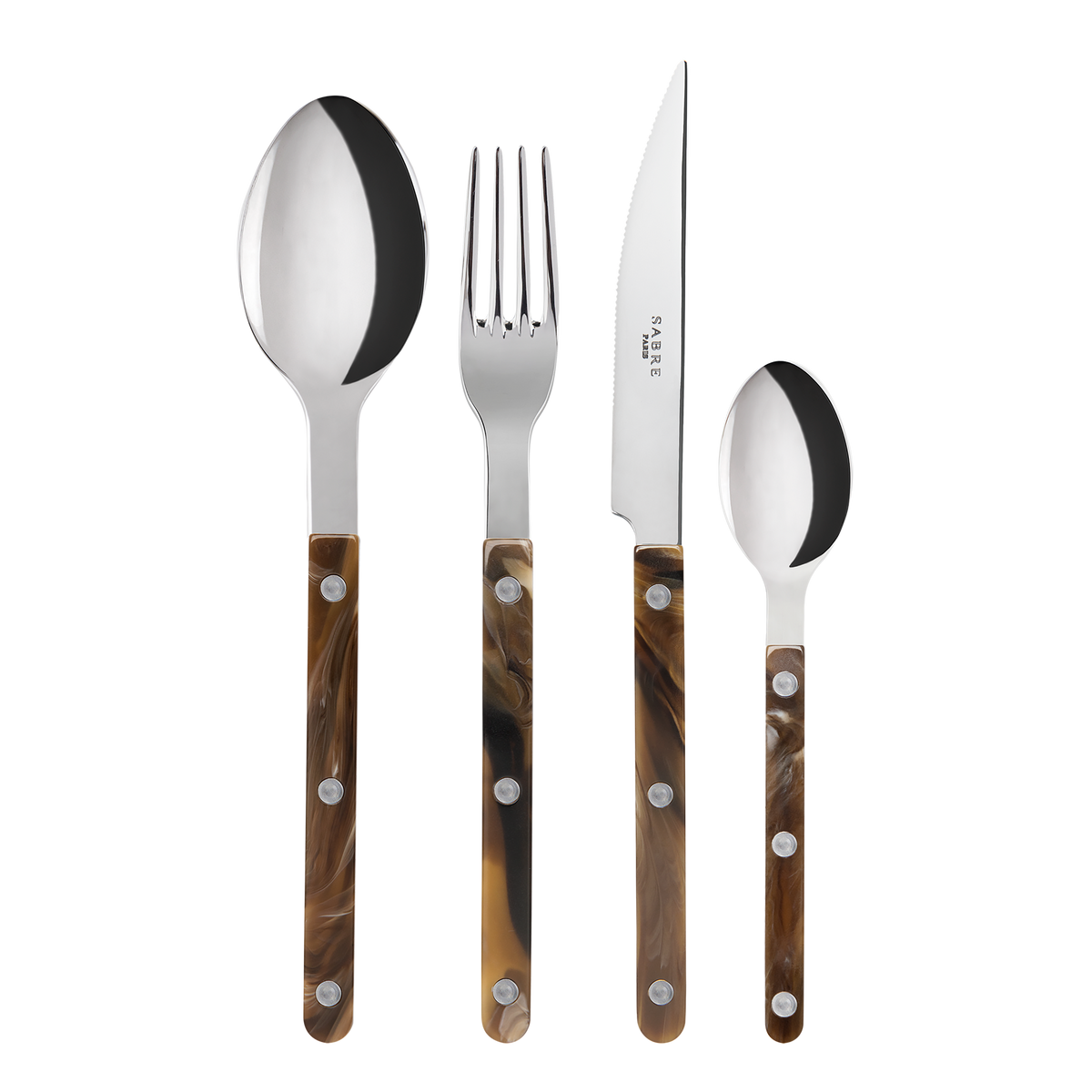 Sabre Paris Bistrot 4 Pieces Cutlery Sets - Faux Buffalo