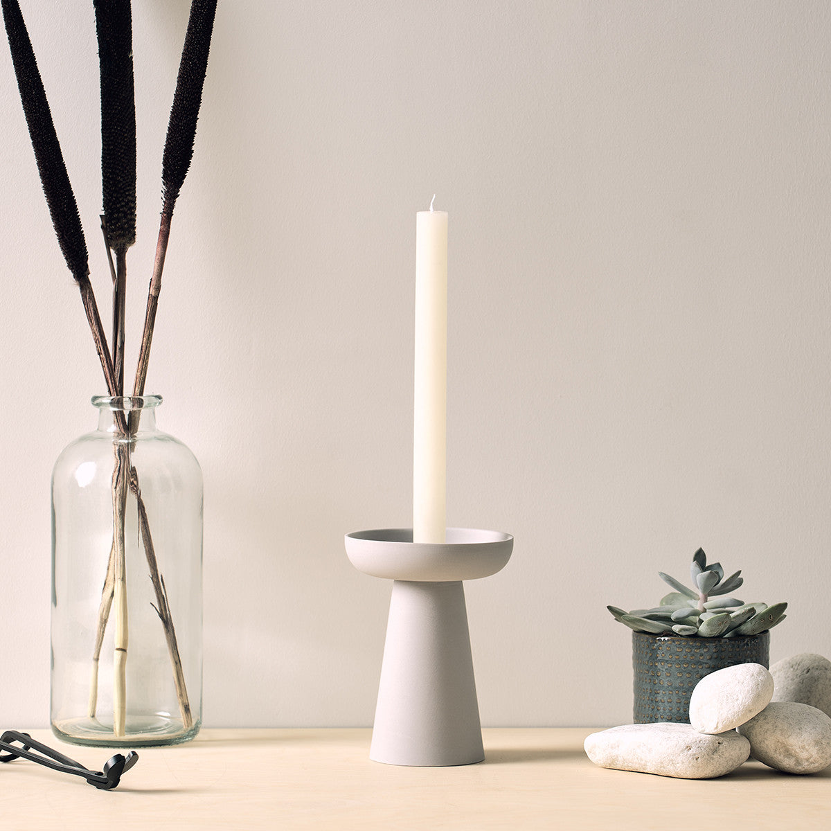 Aery Living Porcini Candle Holder Large - Grey