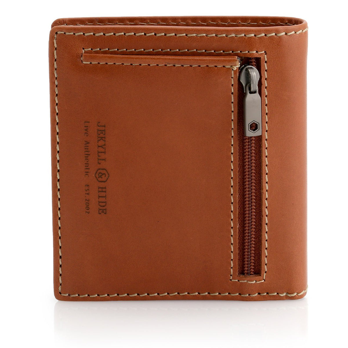 Jekyll and Hide Roma Slim Bifold Wallet with Coin - Tan