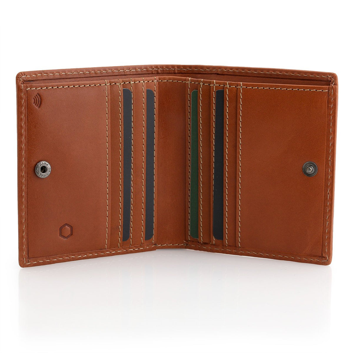 Jekyll and Hide Roma Slim Bifold Wallet with Coin - Tan