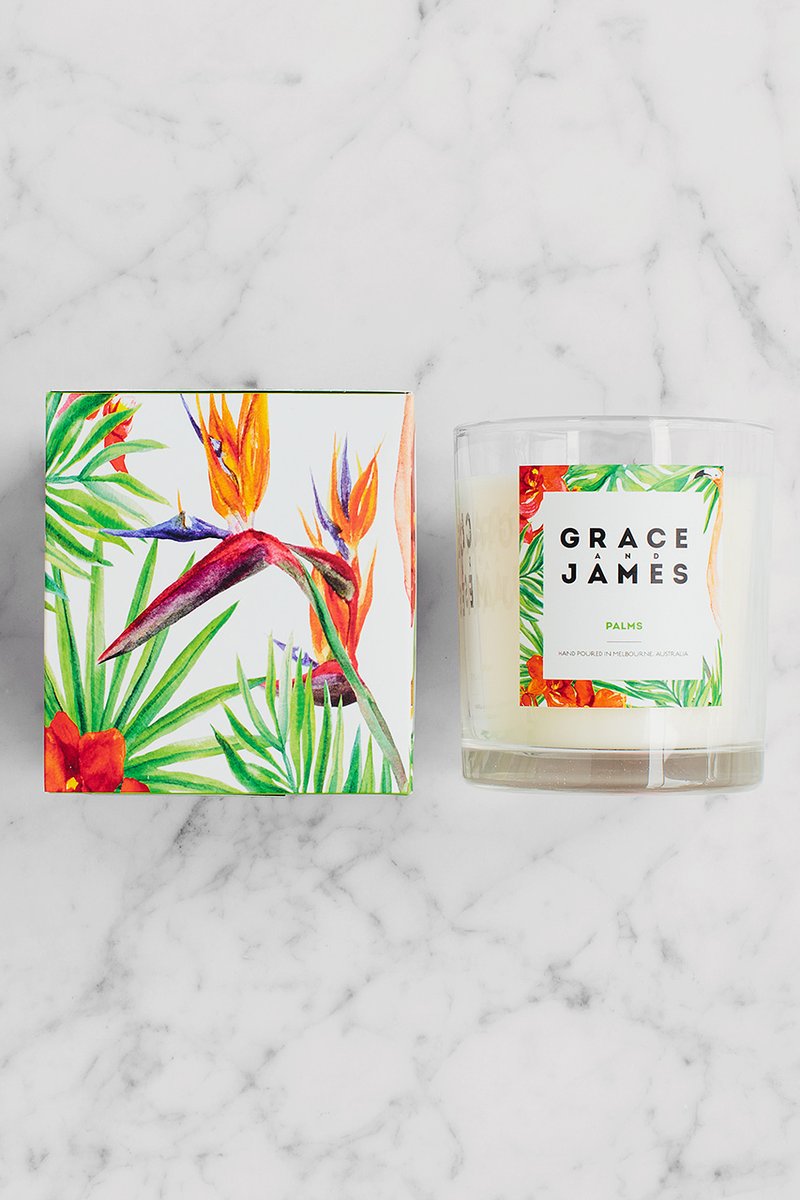 Grace and James Palm 80 Hour Candle