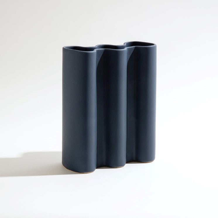 Ben David By Kas Wave Ceramic Vase - Midnight Blue