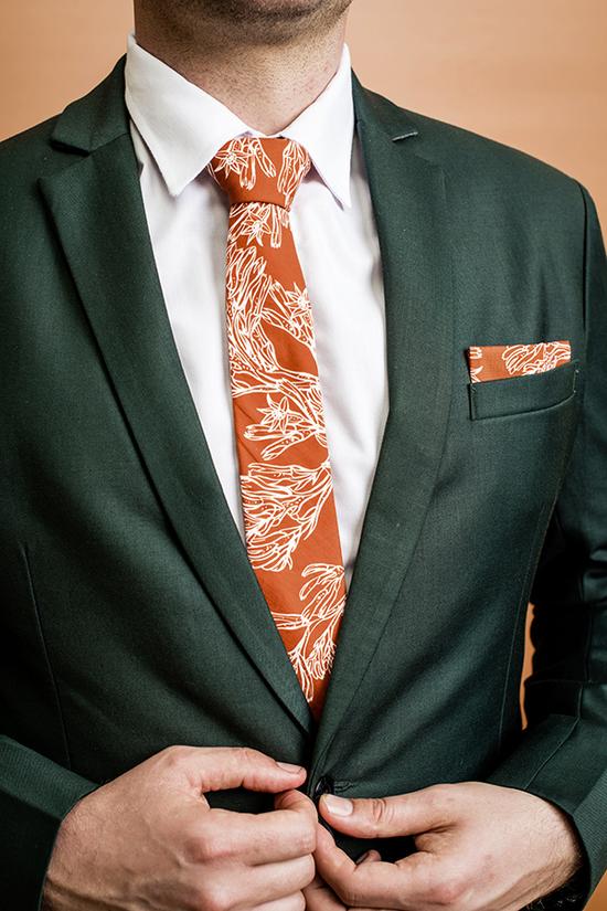 PEGGY AND FINN Cotton Tie - Kangaroo Paw Burnt Orange