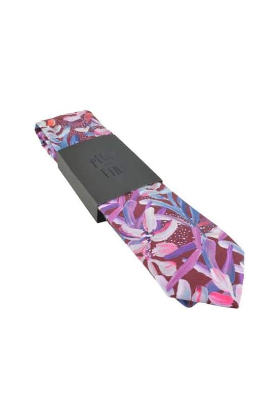 PEGGY AND FINN Cotton Tie - Protea Burgundy