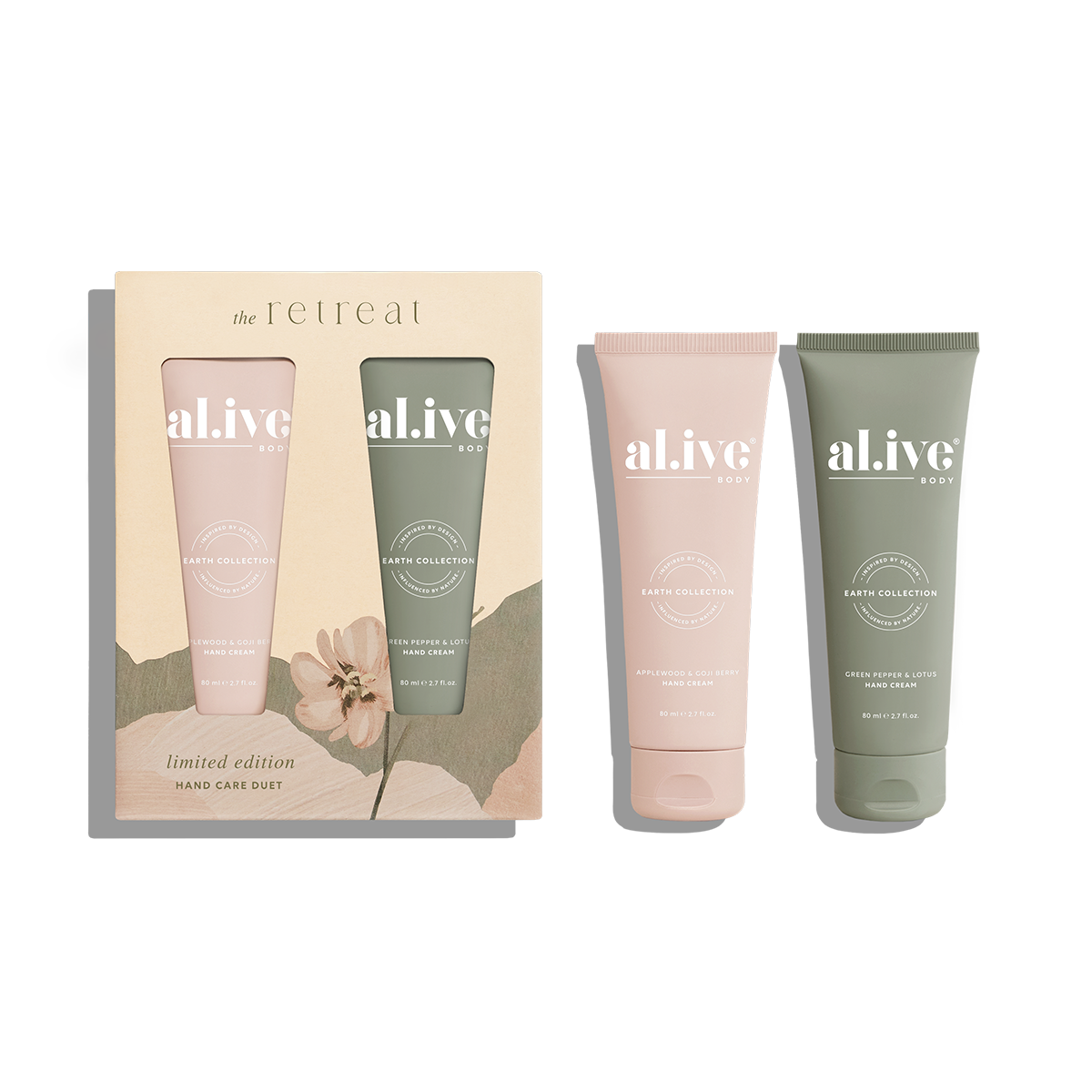 Alive Body The Retreat Collection Hand Care Duet - Applewood & Goji Berry + Green Pepper & Lotus