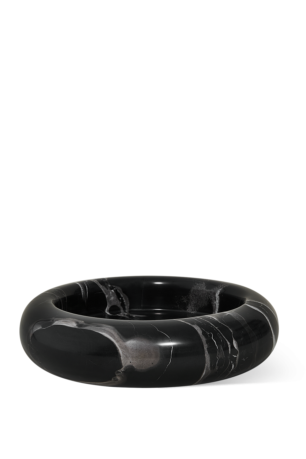 Black Blaze Halo Marble Tray - Black Silver