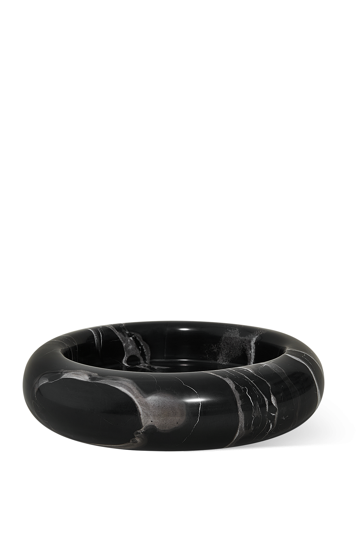 Black Blaze Halo Marble Tray - Black Silver