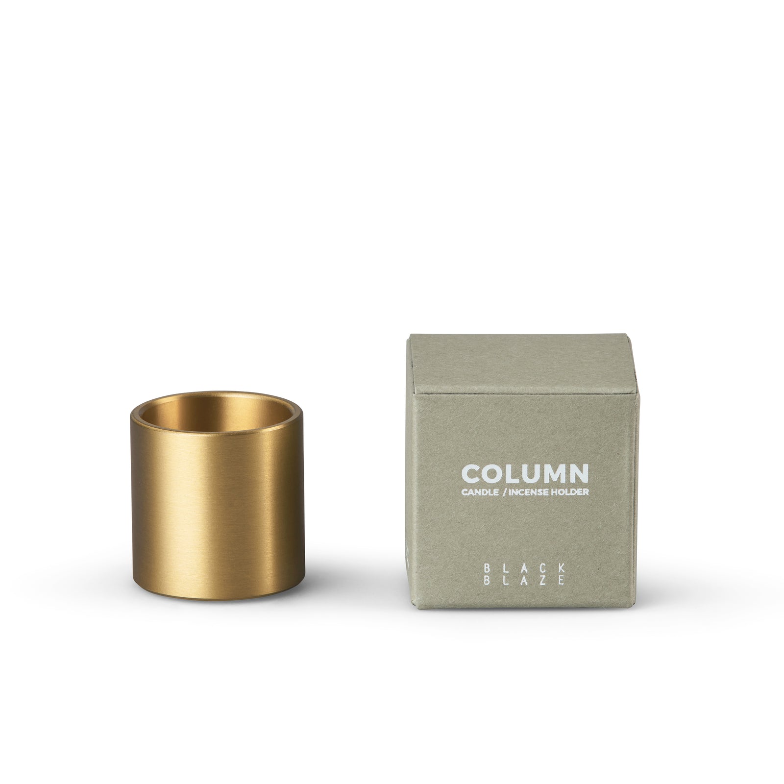 Black Blaze Column Brass Candle Holder