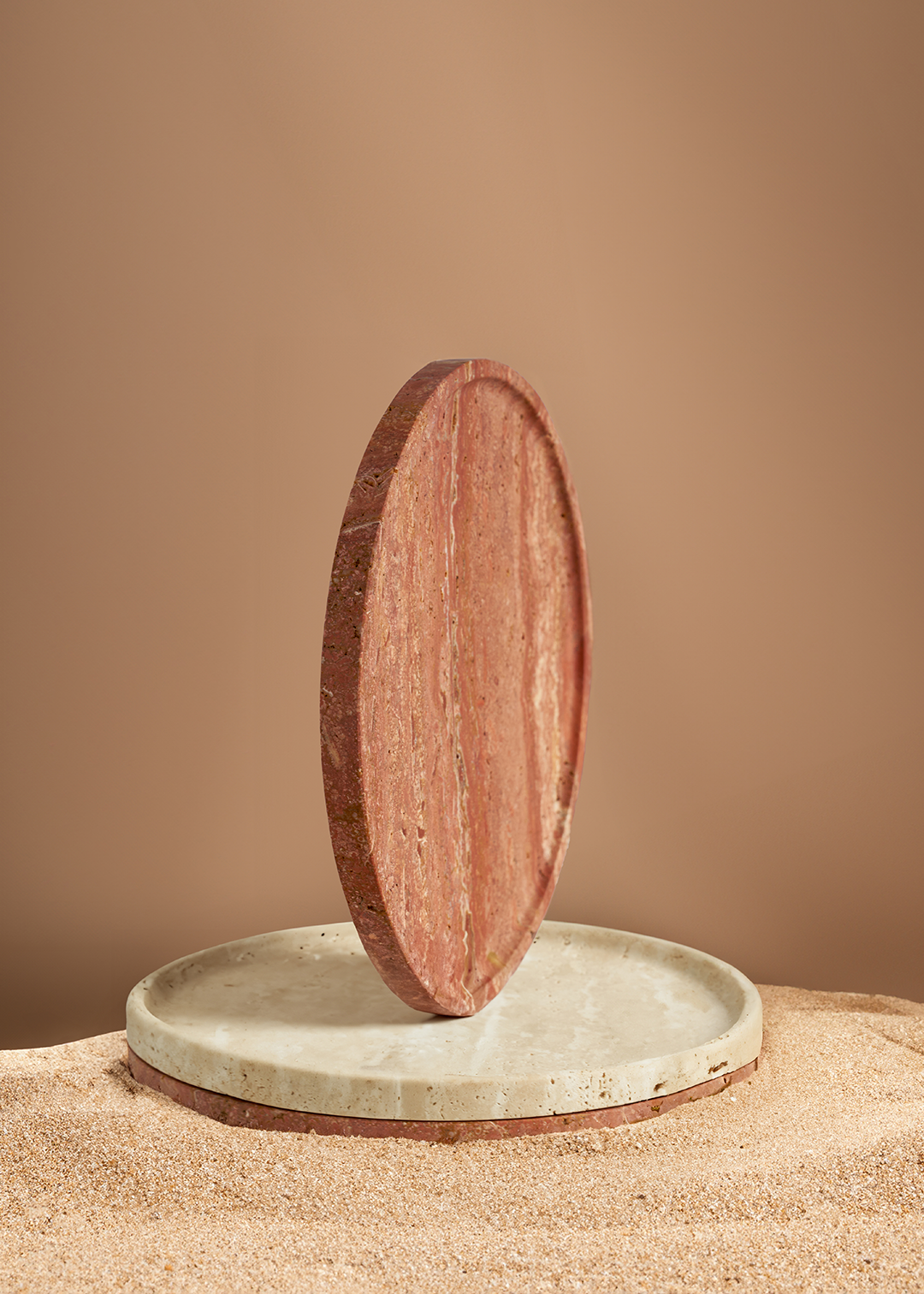 Black Blaze Linea Slim Tray - Red Travertine