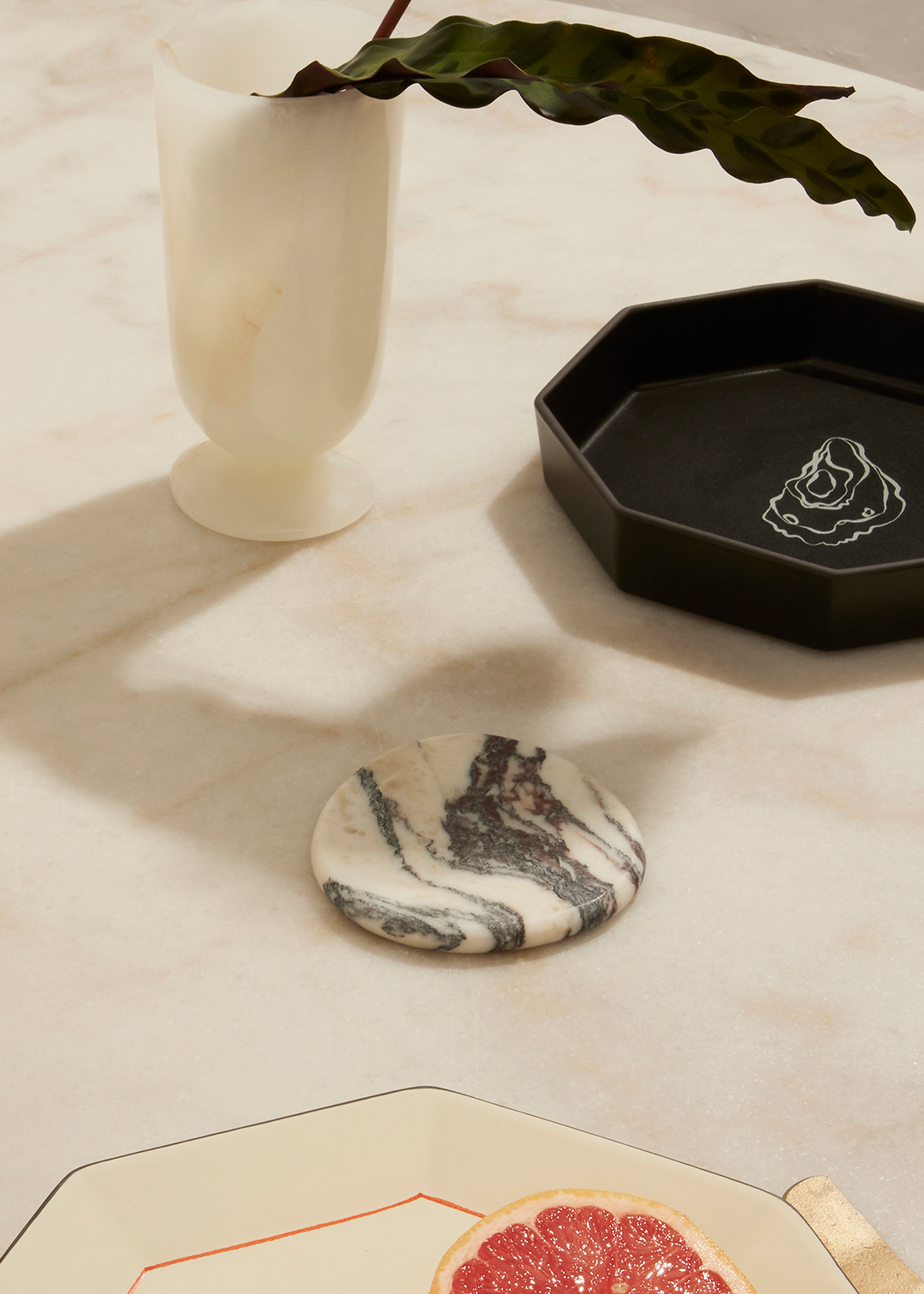 Black Blaze Stone Coaster Set - Calacata Viola