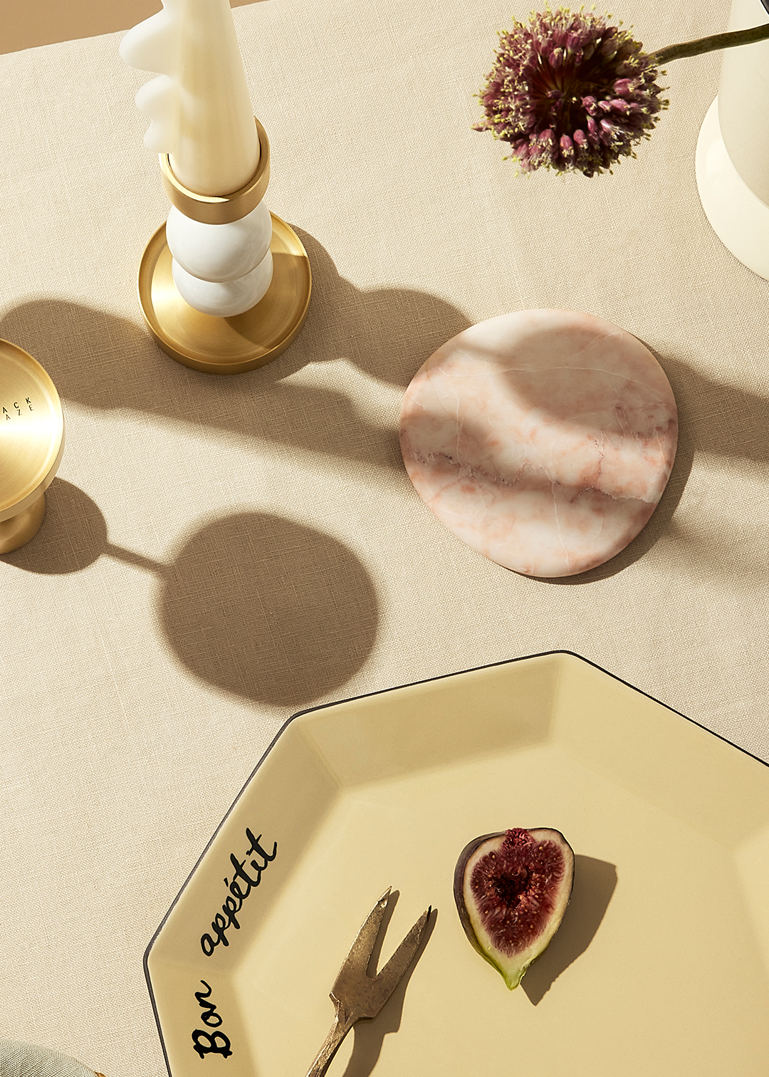 Black Blaze Stone Coaster Set - Rosa