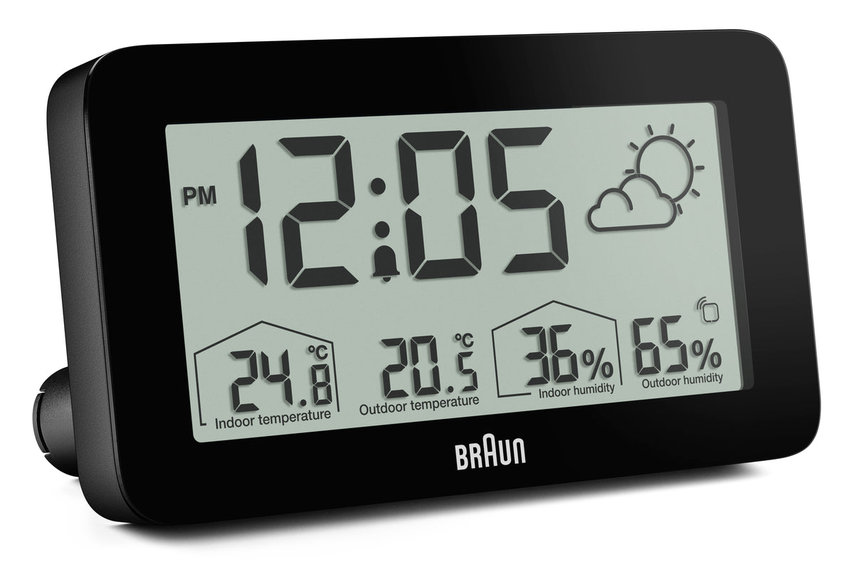 Braun BC13BP Digital Weather Station Clock - Black