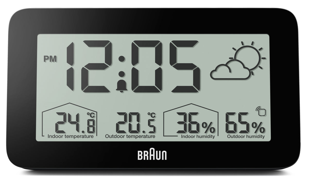 Braun BC13BP Digital Weather Station Clock - Black