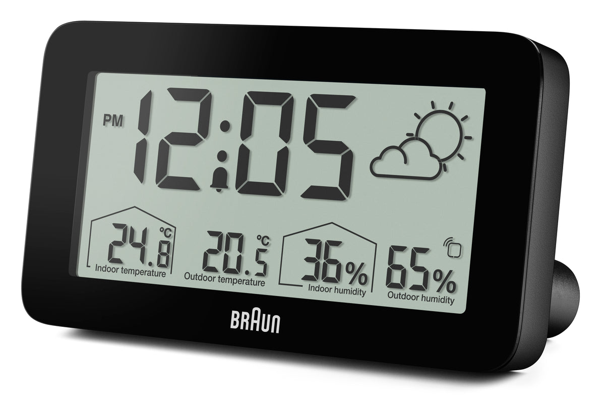 Braun BC13BP Digital Weather Station Clock - Black