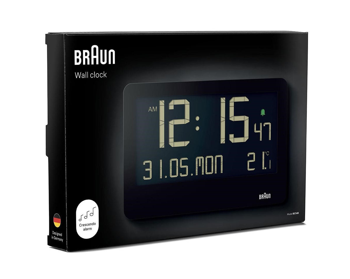 Braun BC14B Digital Wall Clock - Black