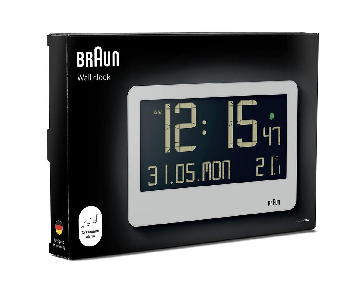 Braun BC14W Digital Wall Clock - White