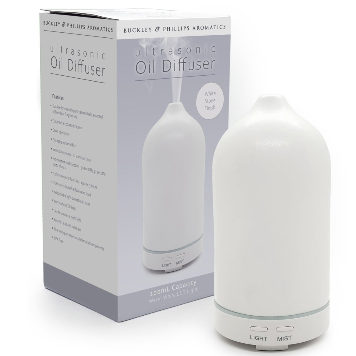 Buckley &amp; Phillips Aromatics White Stone Ultrasonic Oil Diffuser