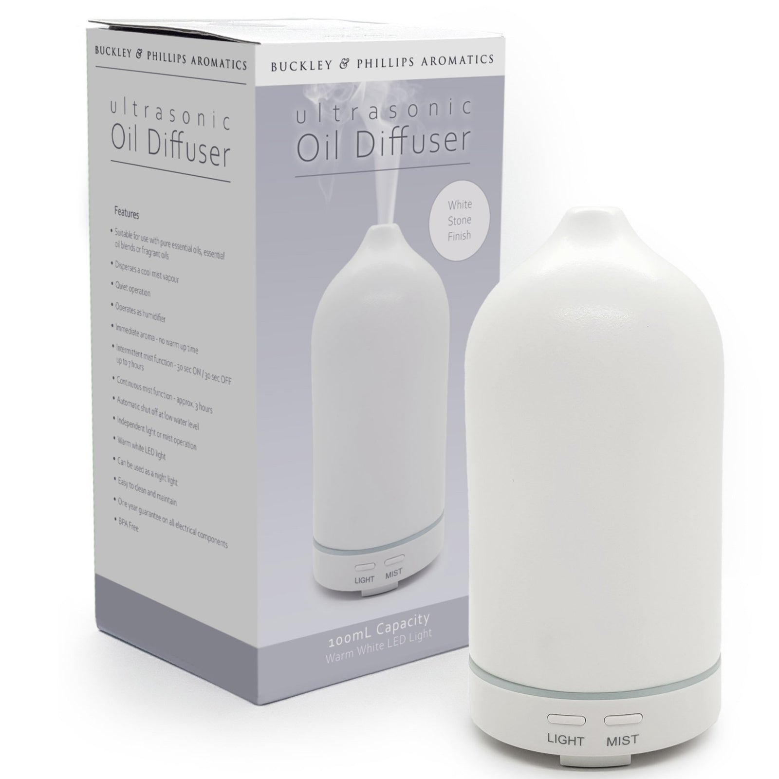 Buckley & Phillips Aromatics White Stone Ultrasonic Oil Diffuser