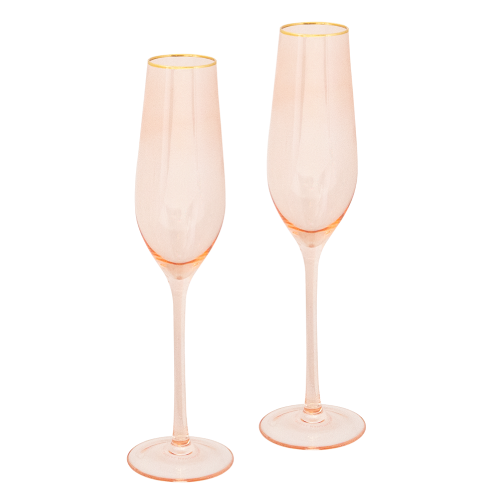 Cristina Re Champagne Flute Rose Crystal Set of 2