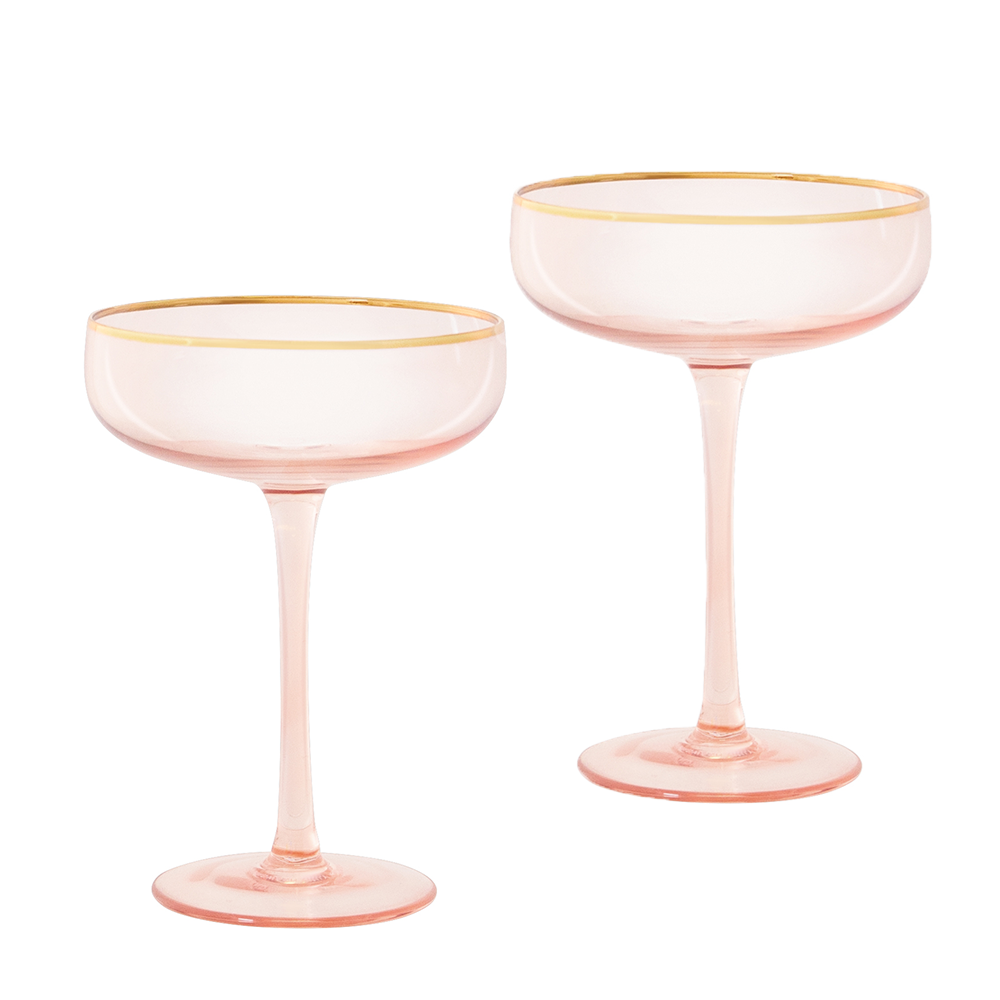 Cristina Re Coupe Glasses Rose Crystal Set of 2