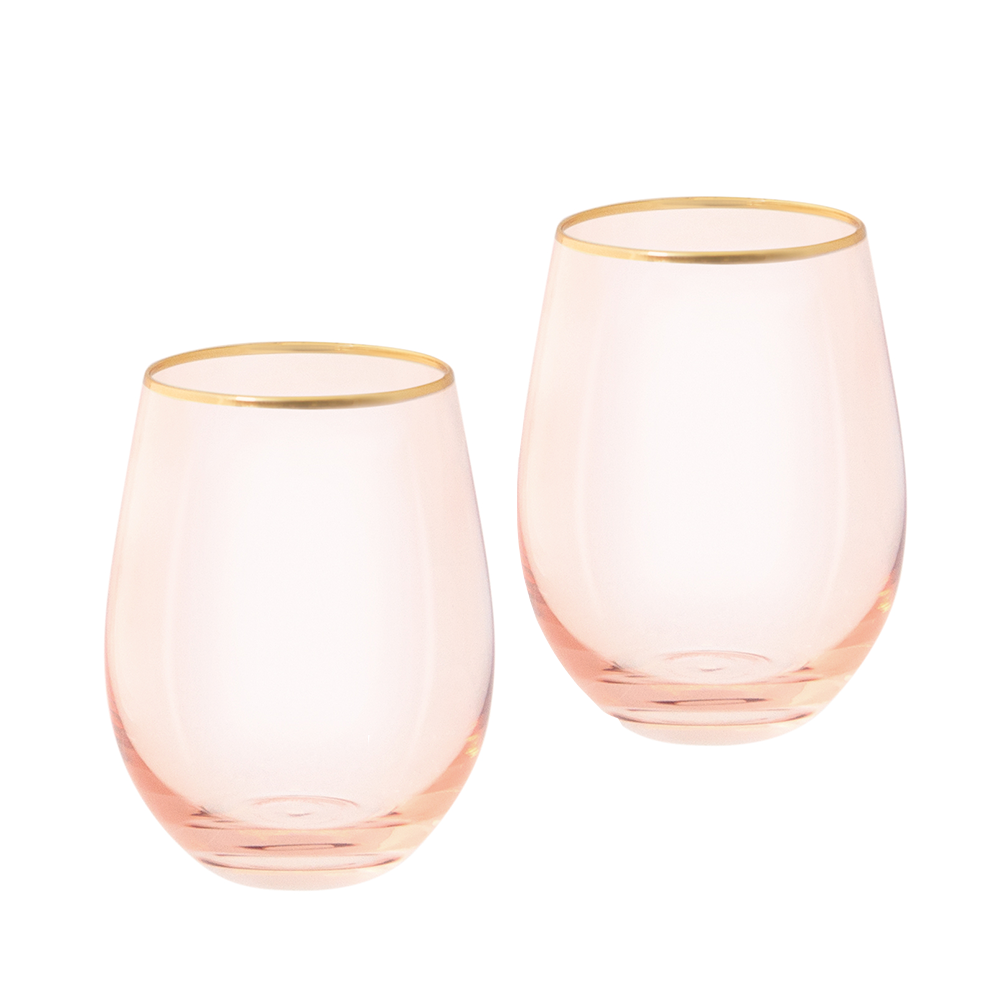 Cristina Re Tumbler Glasses Rose Crystal Set of 2