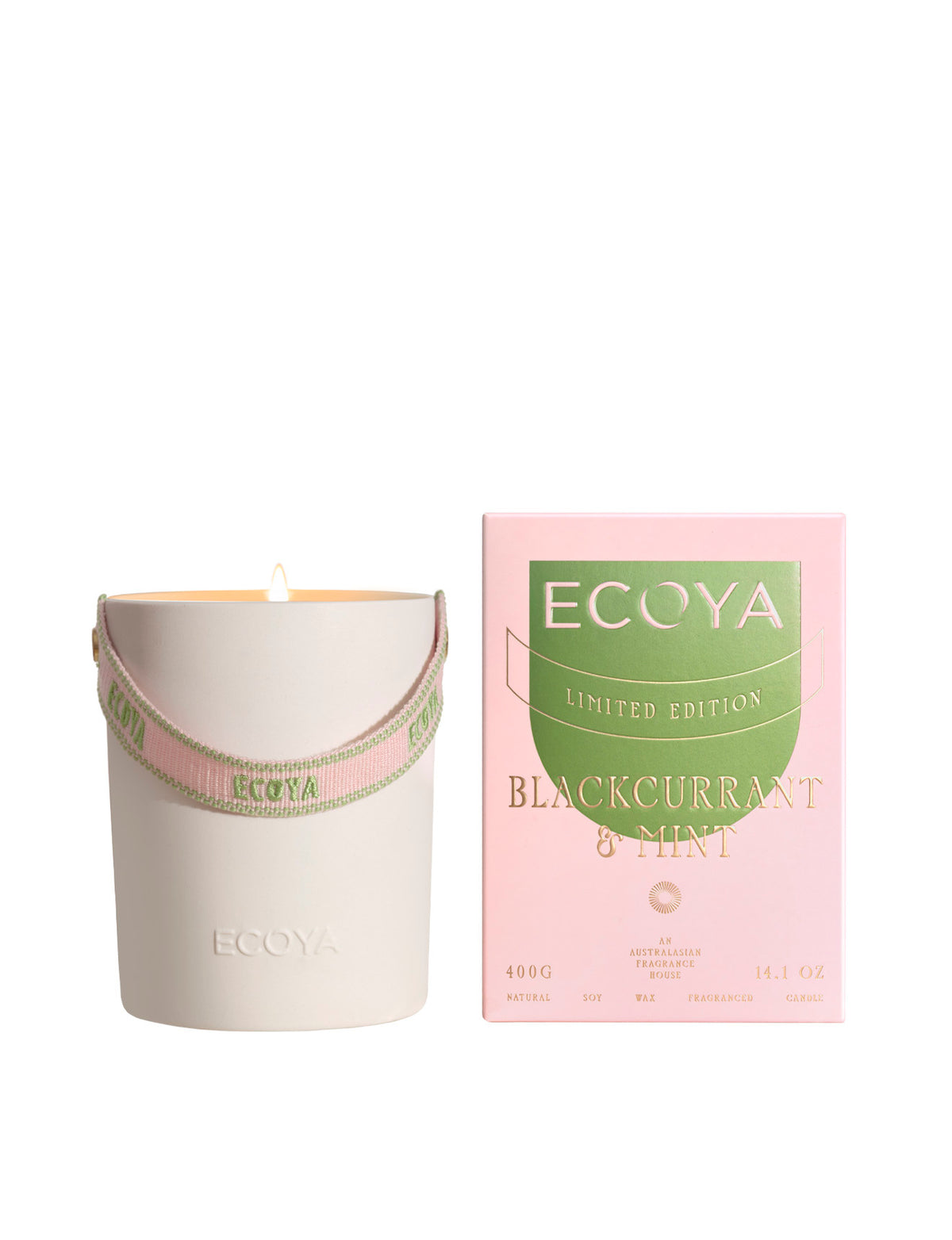 Ecoya High Summer Ceramic Candle - Blackcurrant &amp; Mint