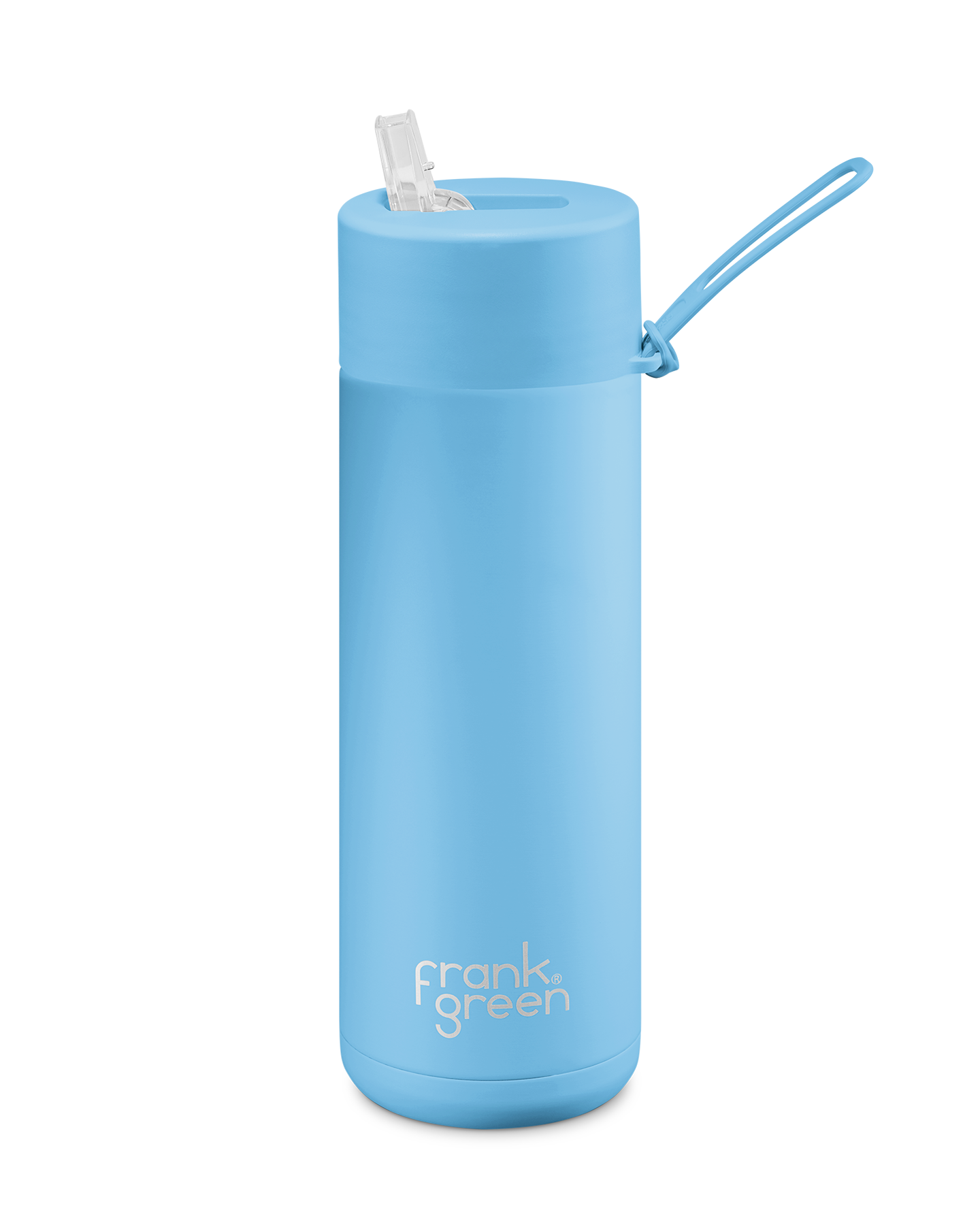 FRANK GREEN CERAMIC REUSABLE DRINK BOTTLE 20oz WITH STRAW LID - SKY BLUE