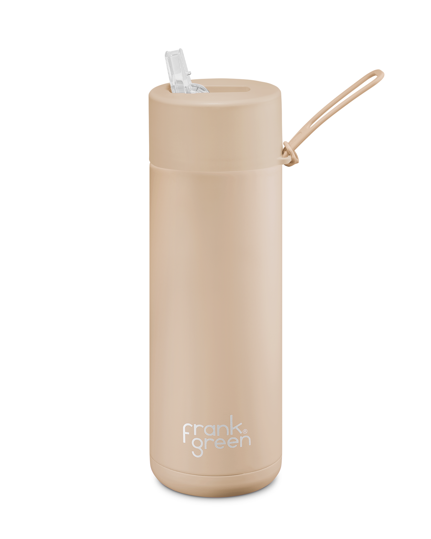 FRANK GREEN CERAMIC REUSABLE DRINK BOTTLE 20oz WITH STRAW LID - SOFT STONE