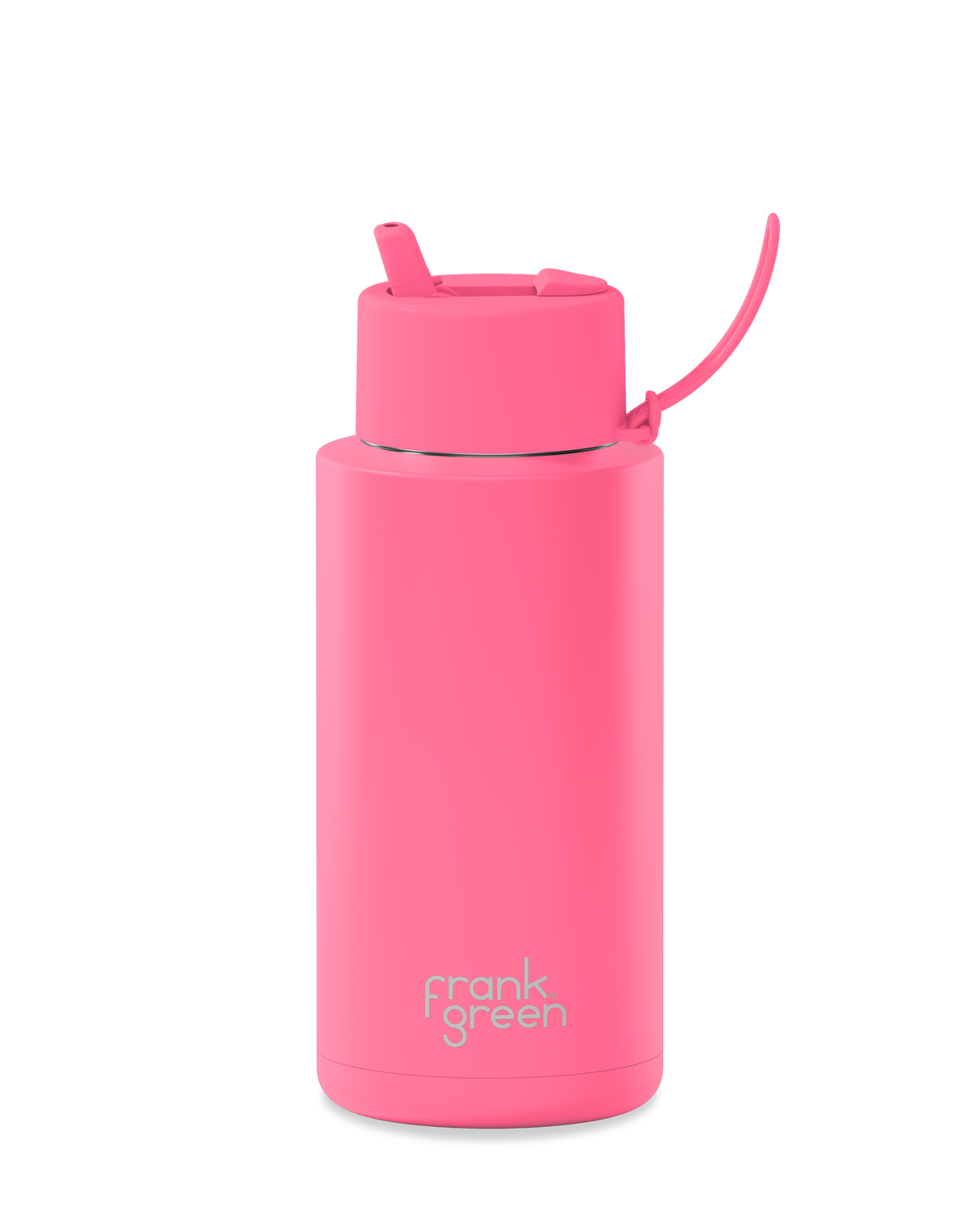 Frank Green Ceramic Reusable Bottle 34oz/1 Litre With Straw Lid - Bubble Gum