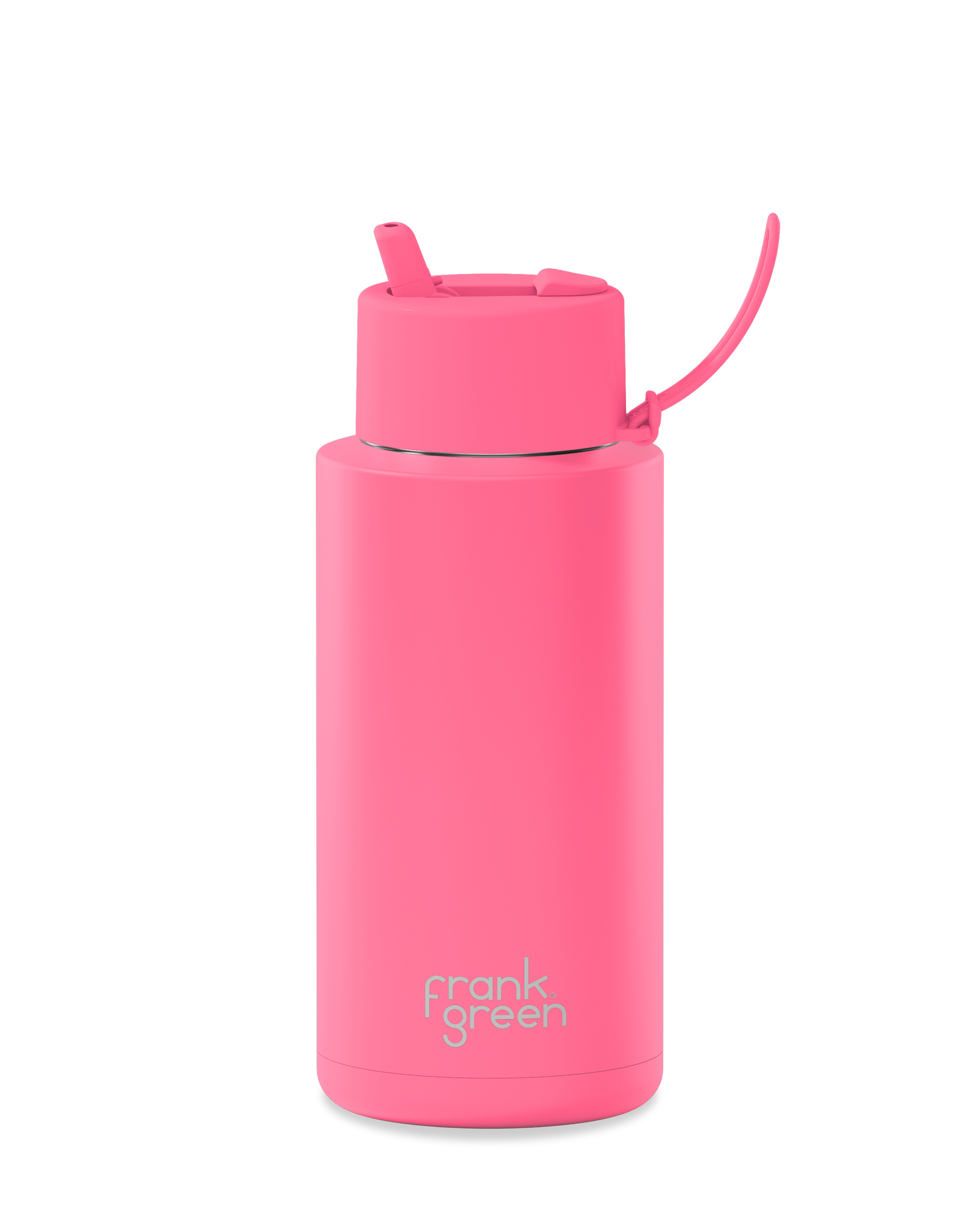 Frank Green Ceramic Reusable Bottle 34oz/1 Litre With Straw Lid - Bubble Gum