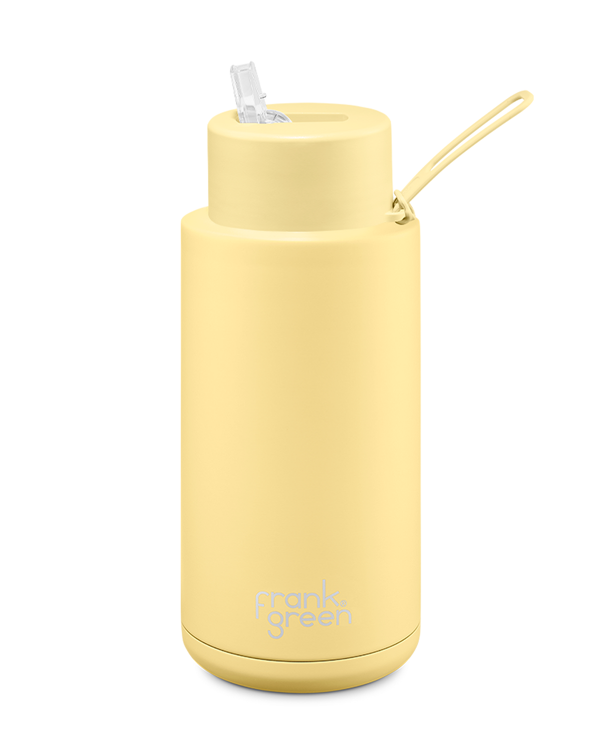 Frank Green Ceramic Reusable Bottle 34oz/1 Litre With Straw Lid - Buttermilk Yellow