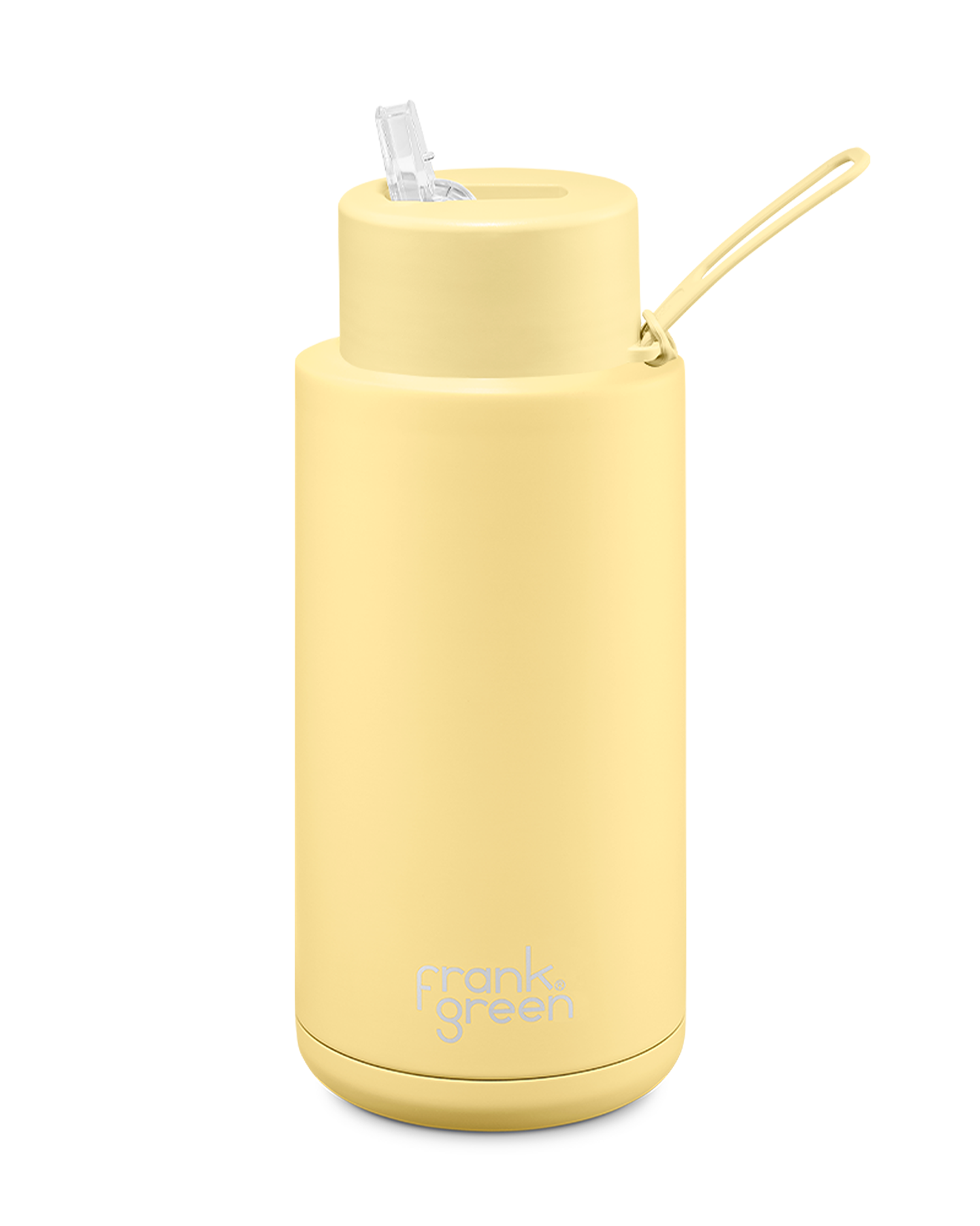FRANK GREEN CERAMIC REUSABLE BOTTLE 34oz/1 LITRE WITH STRAW LID - BUTTERMILK YELLOW