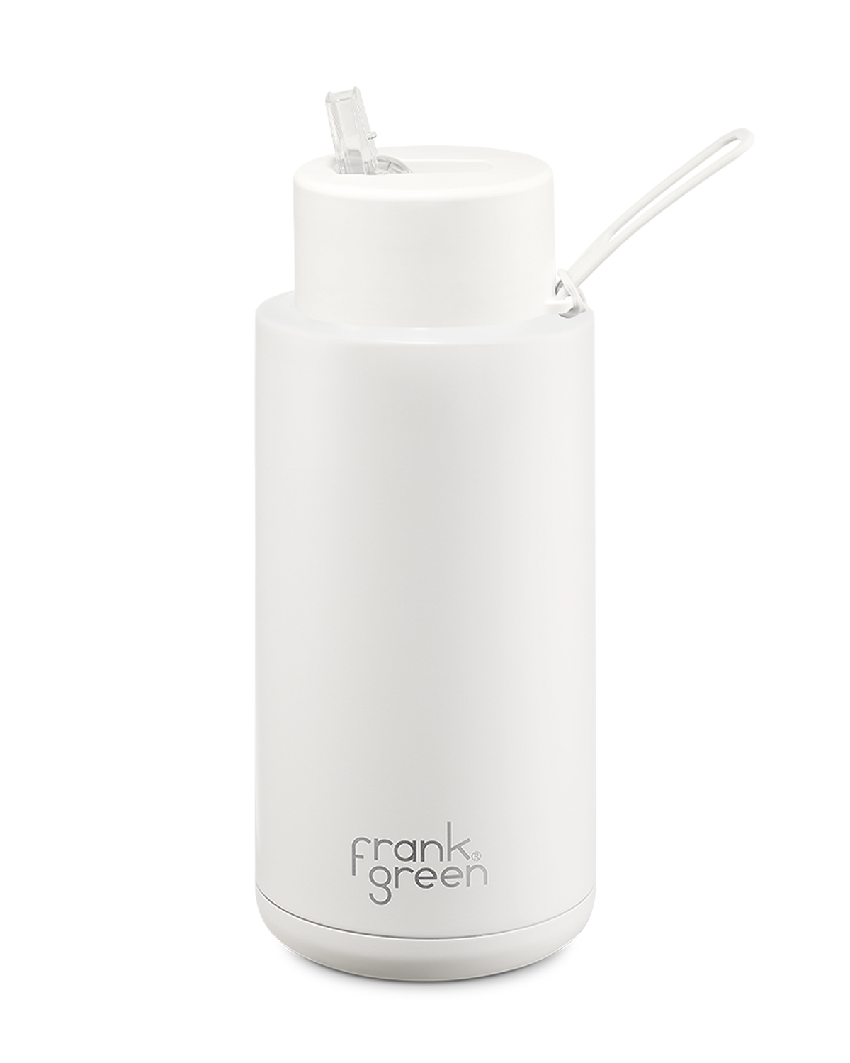 Frank Green Ceramic Reusable Bottle 34oz/1 Litre With Straw Lid - Cloud