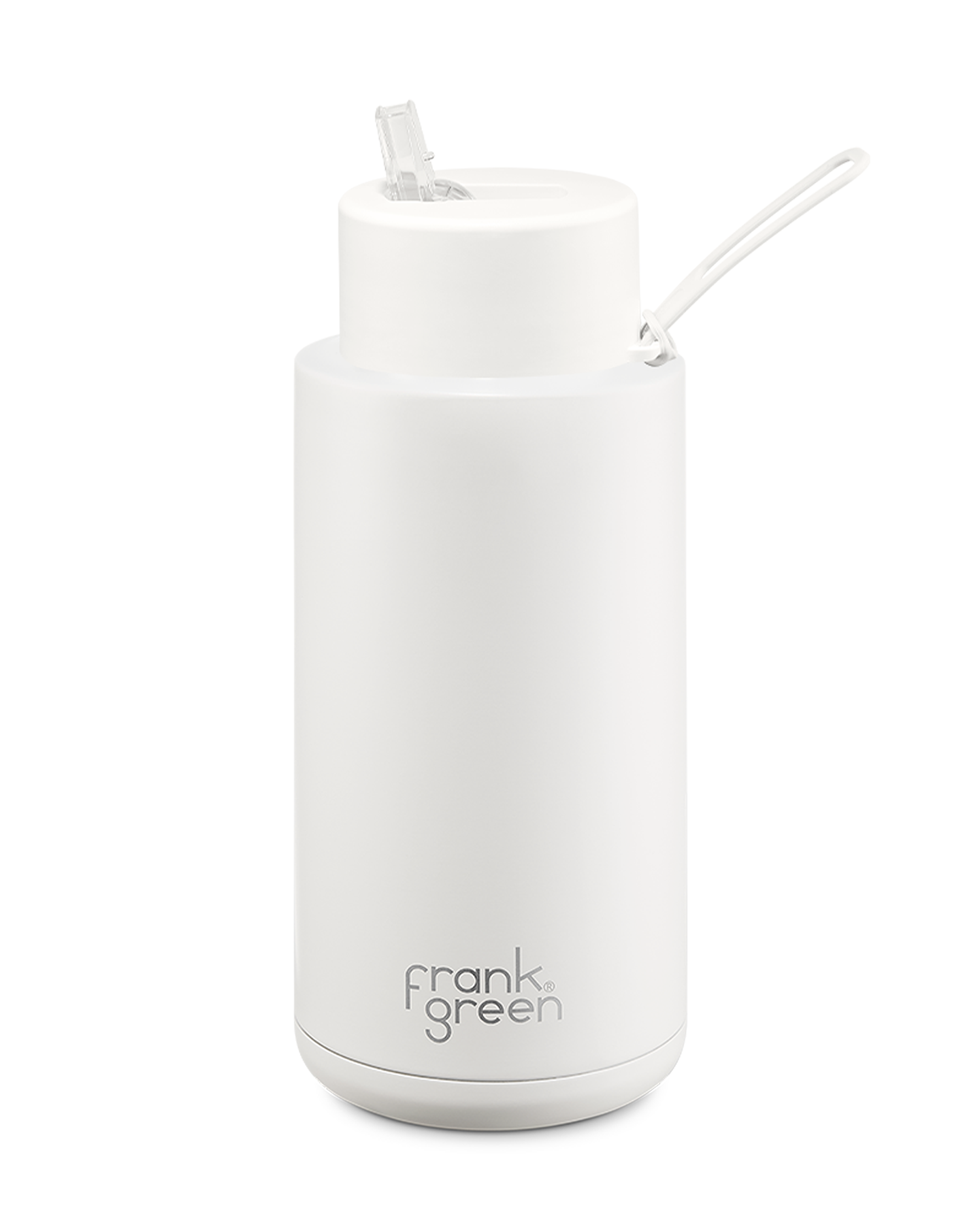 Frank Green Ceramic Reusable Bottle 34oz/1 Litre With Straw Lid - Cloud