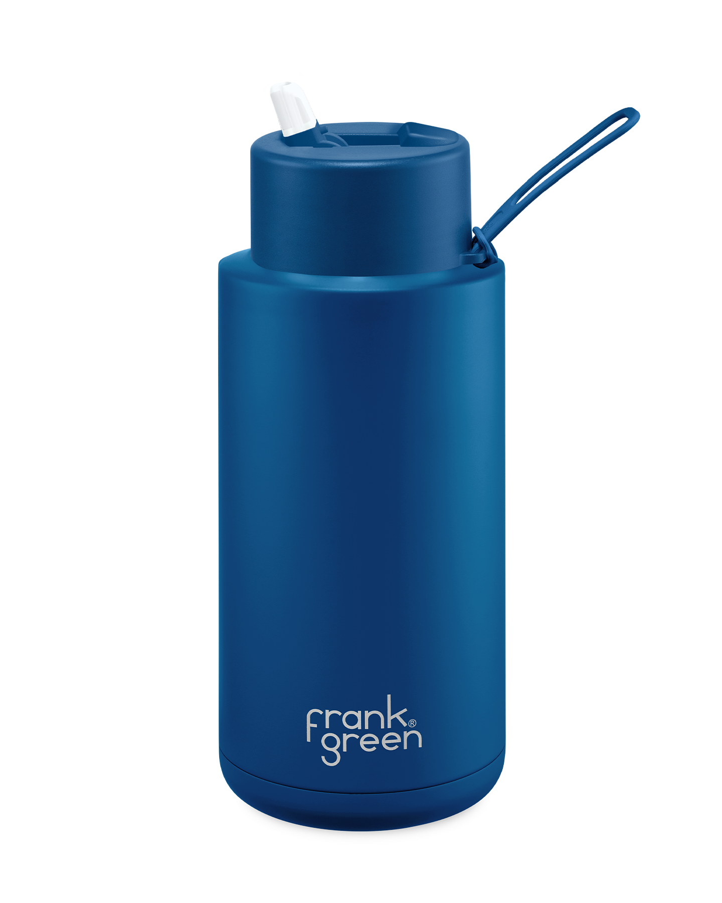 FRANK GREEN CERAMIC REUSABLE BOTTLE 34oz/1 LITRE WITH STRAW LID - DEEP OCEAN