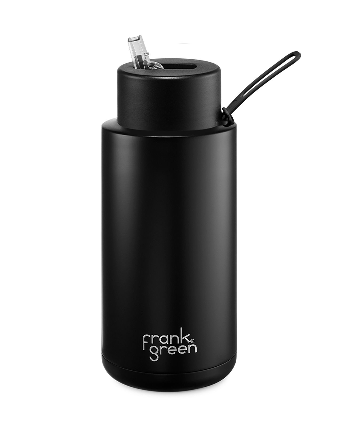 FRANK GREEN CERAMIC REUSABLE BOTTLE 34oz/1 LITRE WITH STRAW LID - Midnight