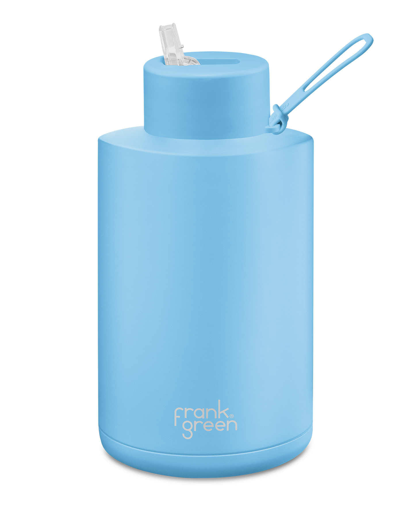 FRANK GREEN CERAMIC REUSABLE BOTTLE 68oz/2 Litre WITH STRAW LID - Sky Blue